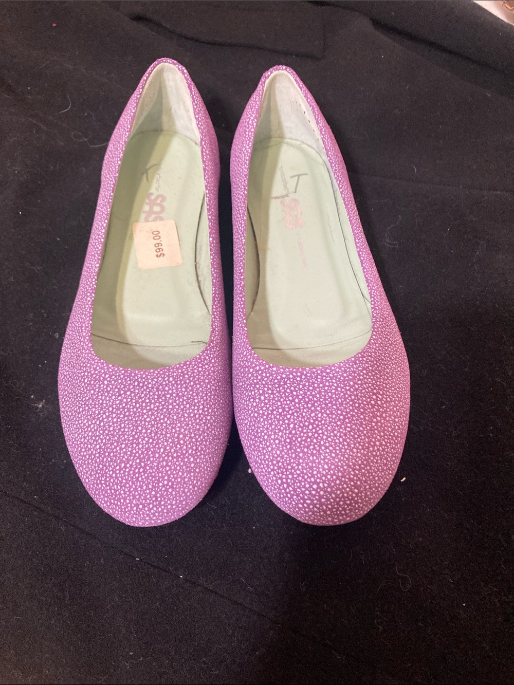 SAS Girls Lilac Sparkle Slip-On Flats